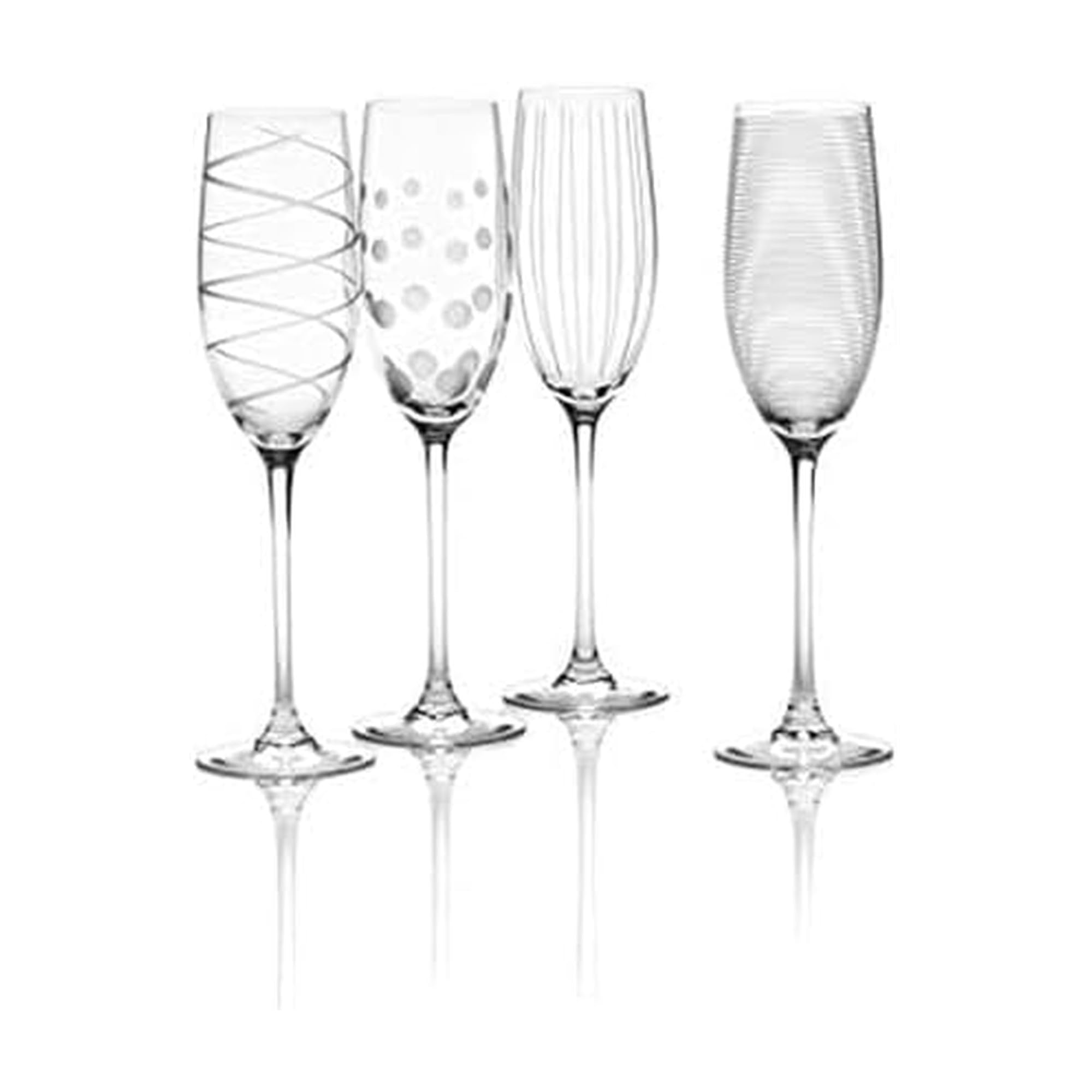 Mikiasa Cheers Set of 4 Platinum Rim Champagne Flutes, 8 Ounce