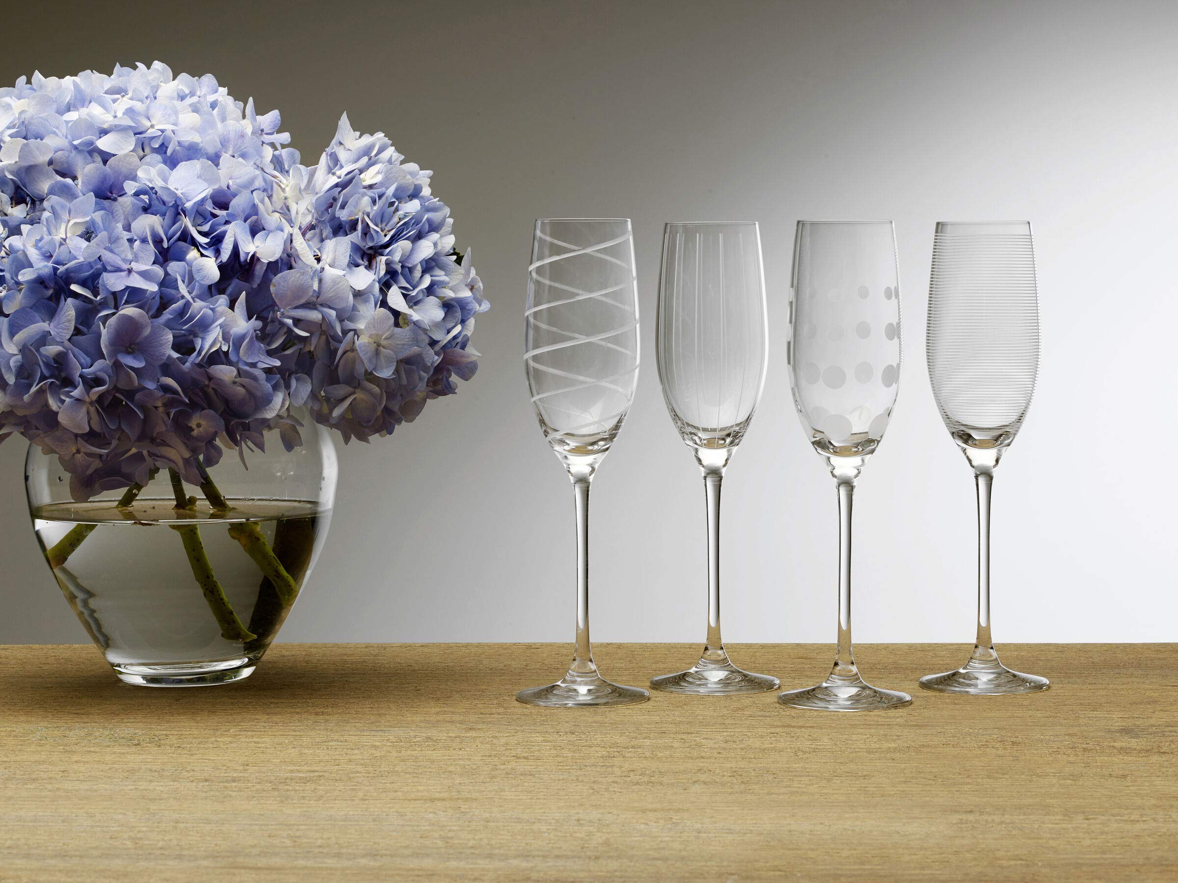 Mikiasa Cheers Set of 4 Platinum Rim Champagne Flutes, 8 Ounce
