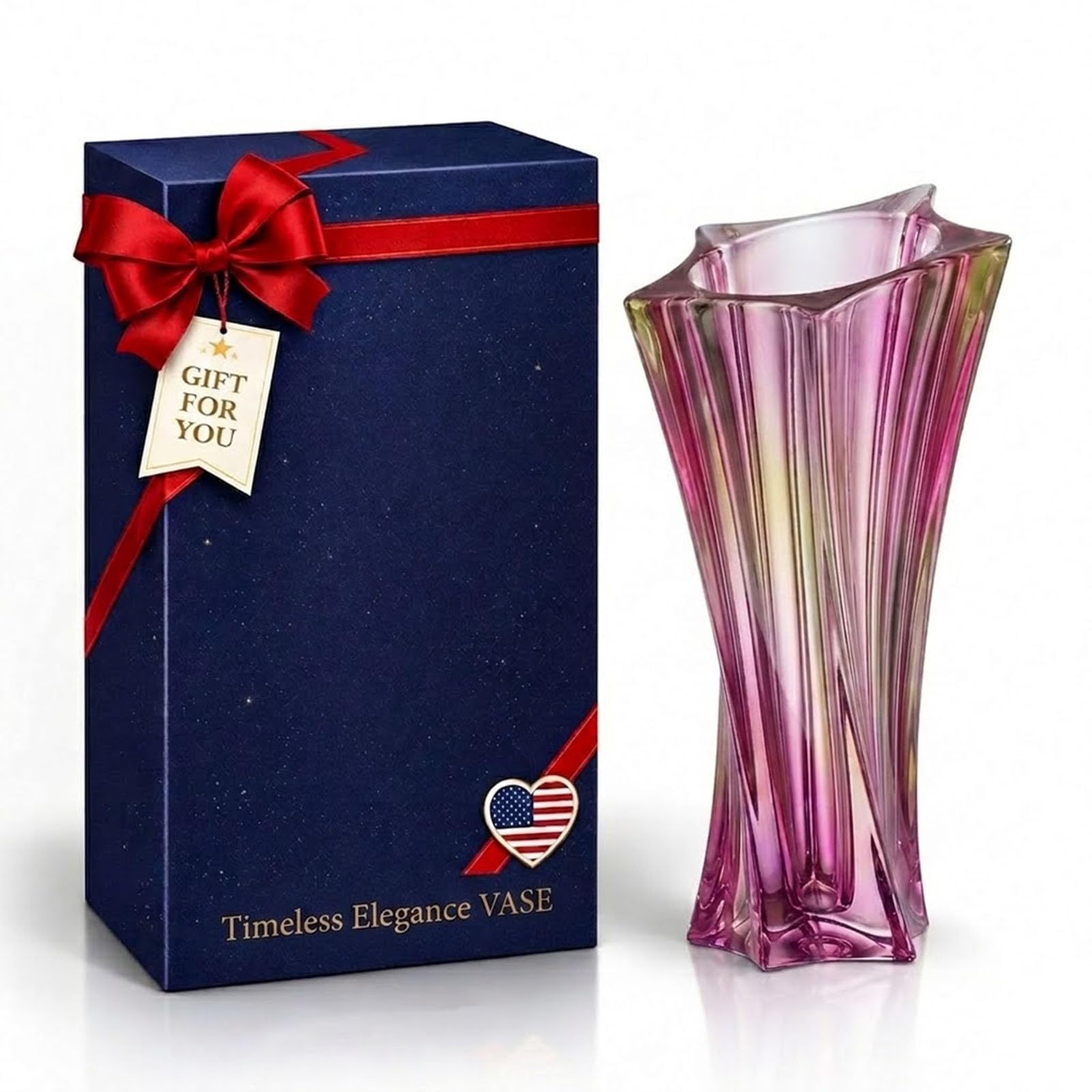 Mikiasa Heavy Crystal Vase for Flowers with Weighted Bottom, 9.8″