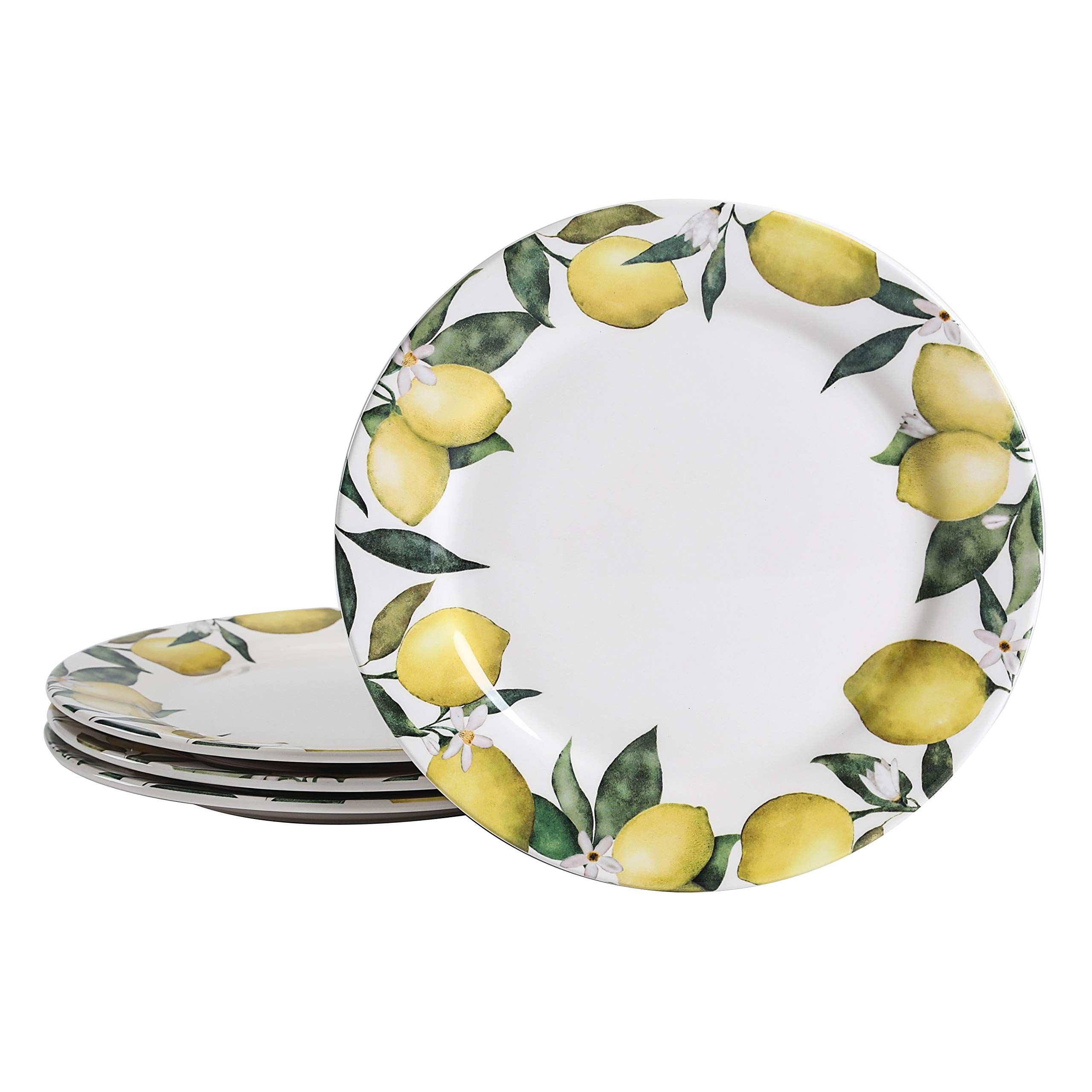 Mikiasa Bico Lemon Dreams Dinner Plates Set of 4, 11 In Ceramic Plates