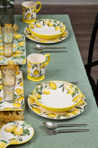 Mikiasa Bico Lemon Dreams Dinner Plates Set of 4, 11 In Ceramic Plates