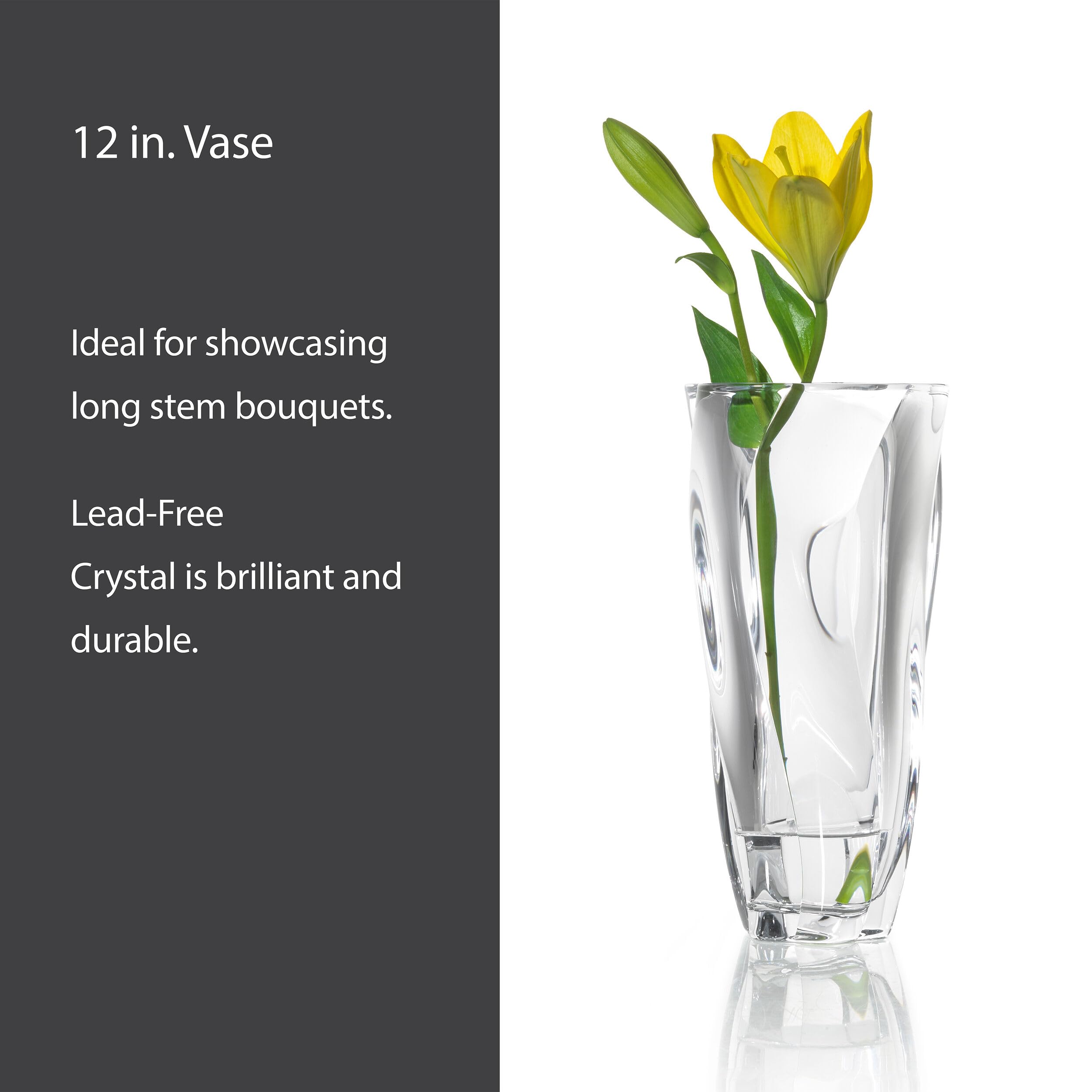 Mikiasa Cassia Crystal Glass Vase, 12 Inch