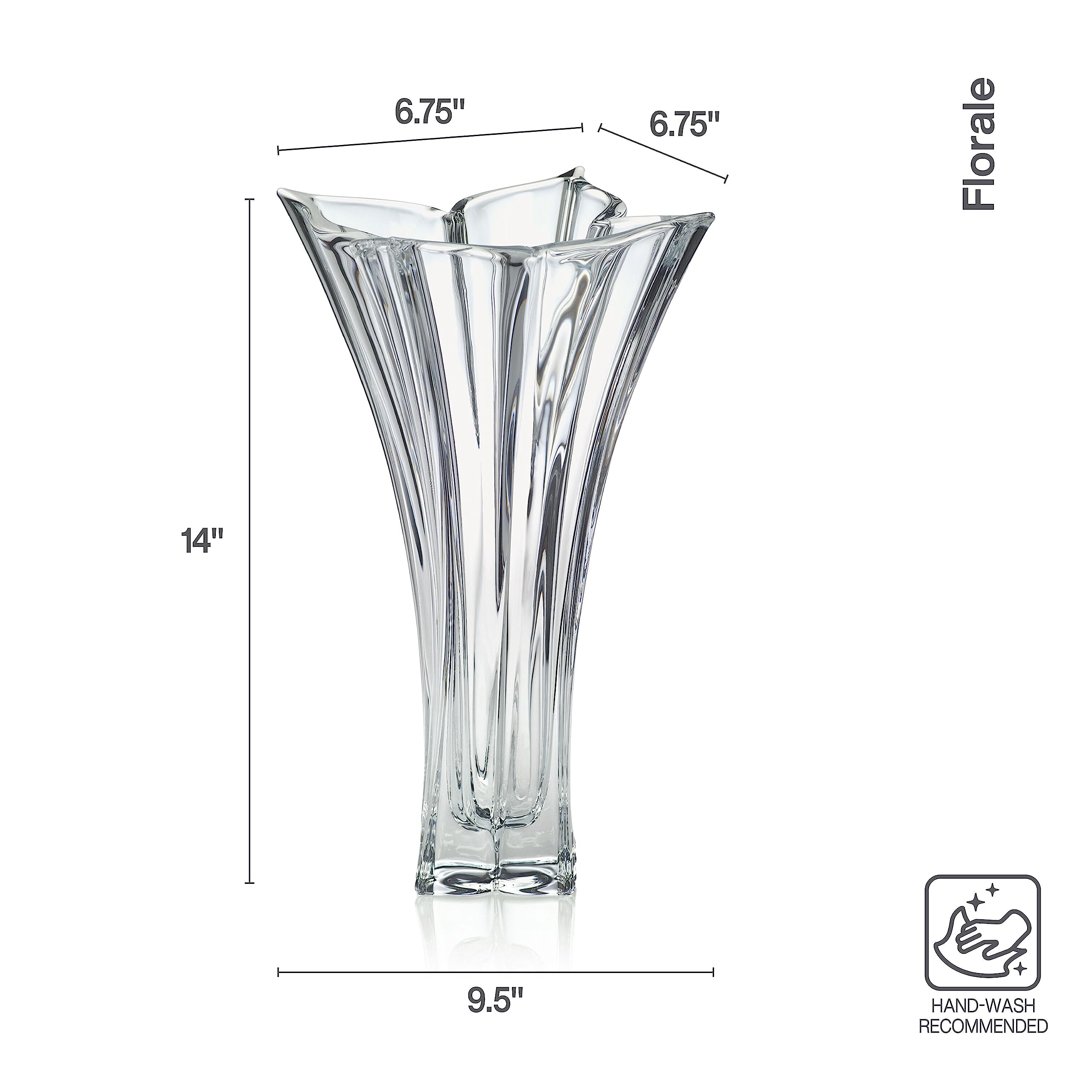 Mikiasa Florale Crystal Vase, 14"