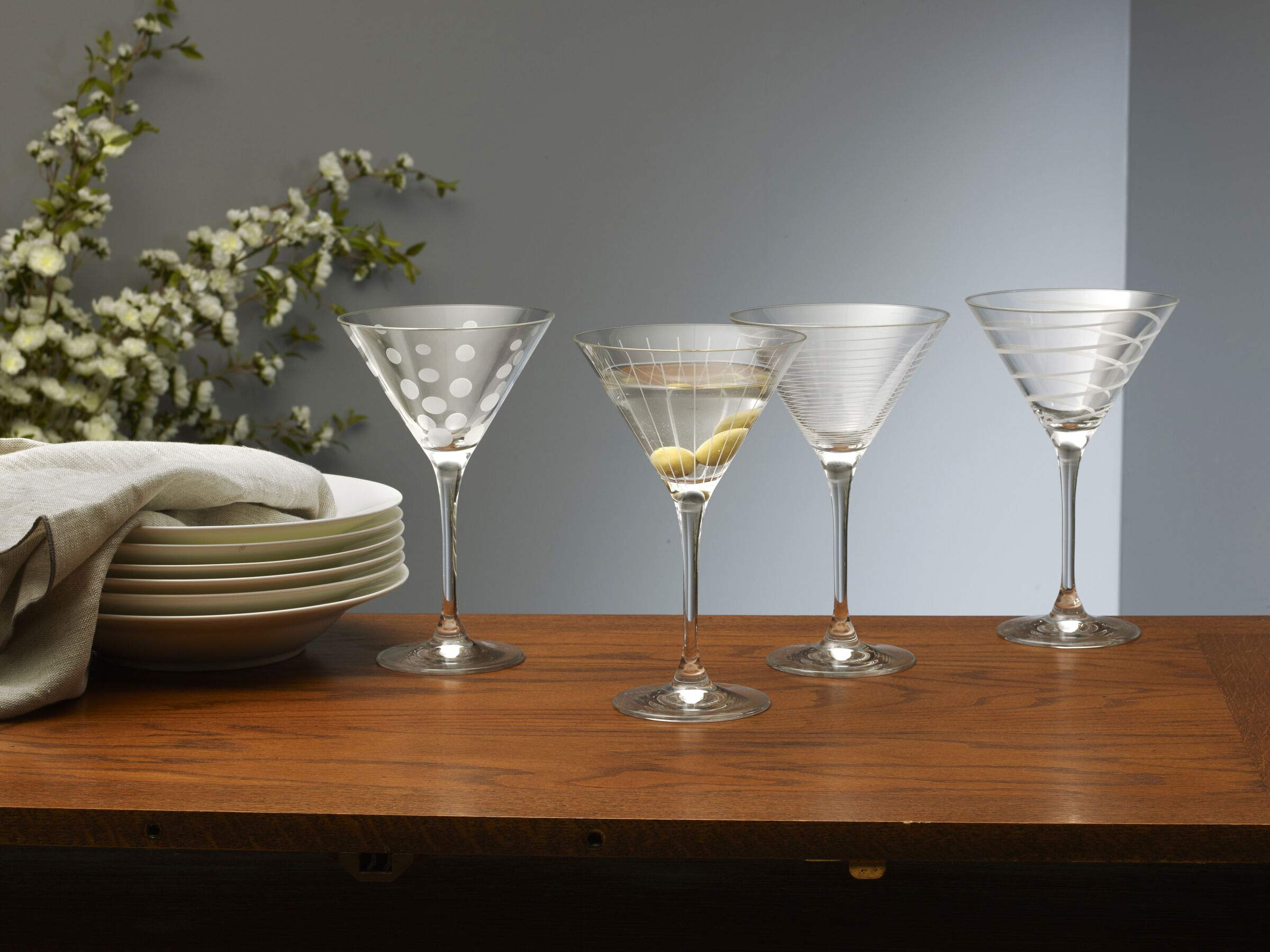Mikiasa Cheers 10-Ounce Martini Glasses, Set of 4,