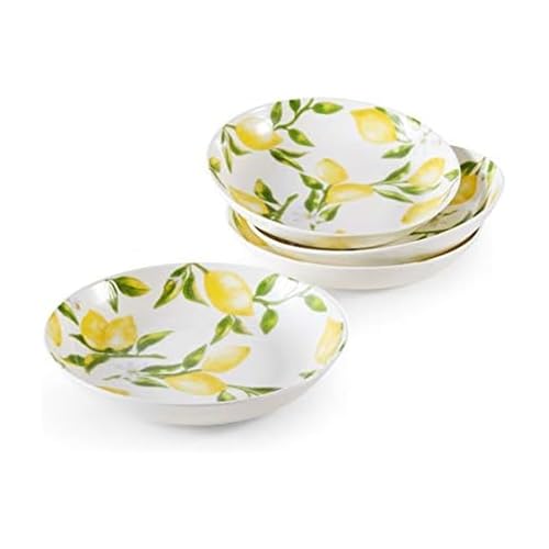 Mikiasa Lemons Bone China Lightweight Chip Resistant Set Of 4 Pasta Bowls, 8.5 Inch
