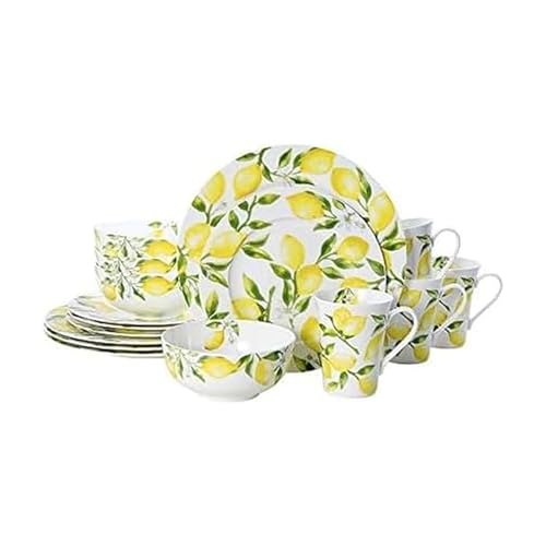 Mikiasa Lemons Bone China Lightweight Chip Resistant Set Of 4 Pasta Bowls, 8.5 Inch