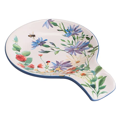 Mikiasa Bico Lemon Dreams Ceramic Spoon Rest for Stove Top, Kitchen Holder