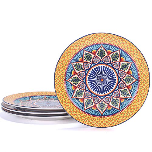 Mikiasa Bico Lemon Dreams Dinner Plates Set of 4, 11 In Ceramic Plates