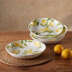 Mikiasa Lemons Bone China Lightweight Chip Resistant Set Of 4 Pasta Bowls, 8.5 Inch