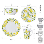 Mikiasa Lemons Bone China Lightweight Chip Resistant Set Of 4 Pasta Bowls, 8.5 Inch