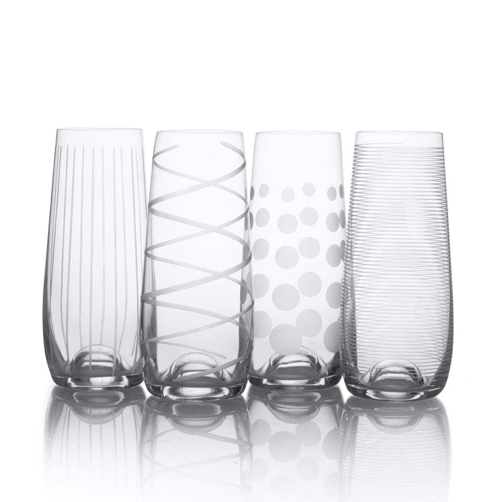 Mikiasa Cheers Stemless Flutes, 7.5 Oz - Clear, Set of 4