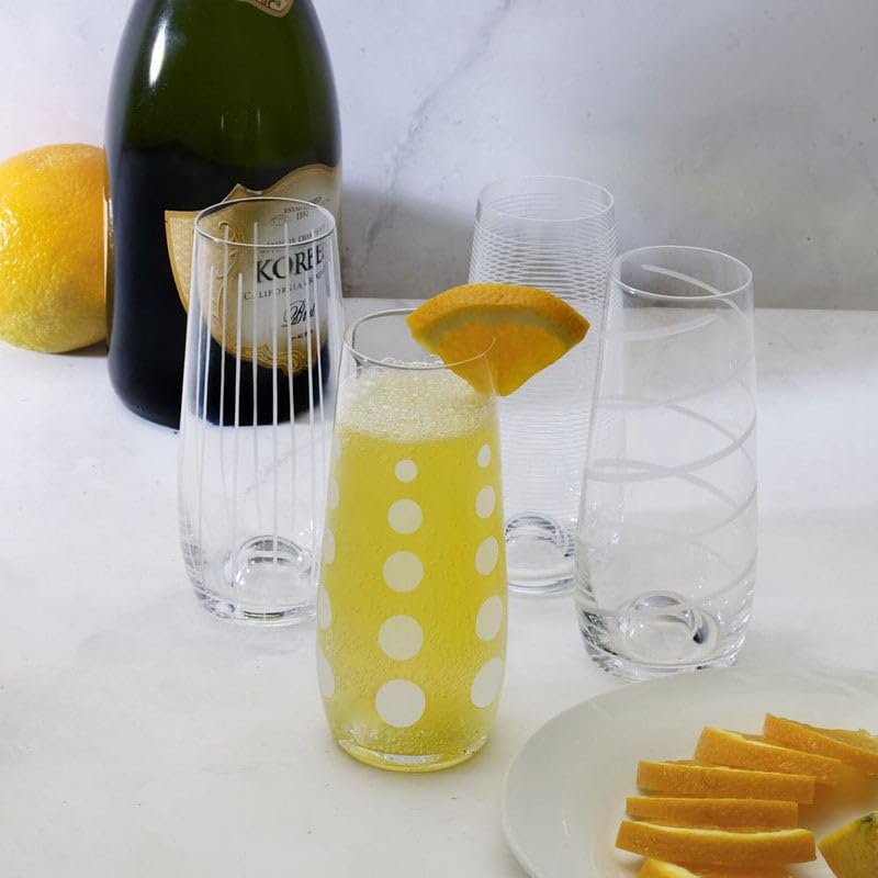 Mikiasa Cheers Stemless Flutes, 7.5 Oz - Clear, Set of 4