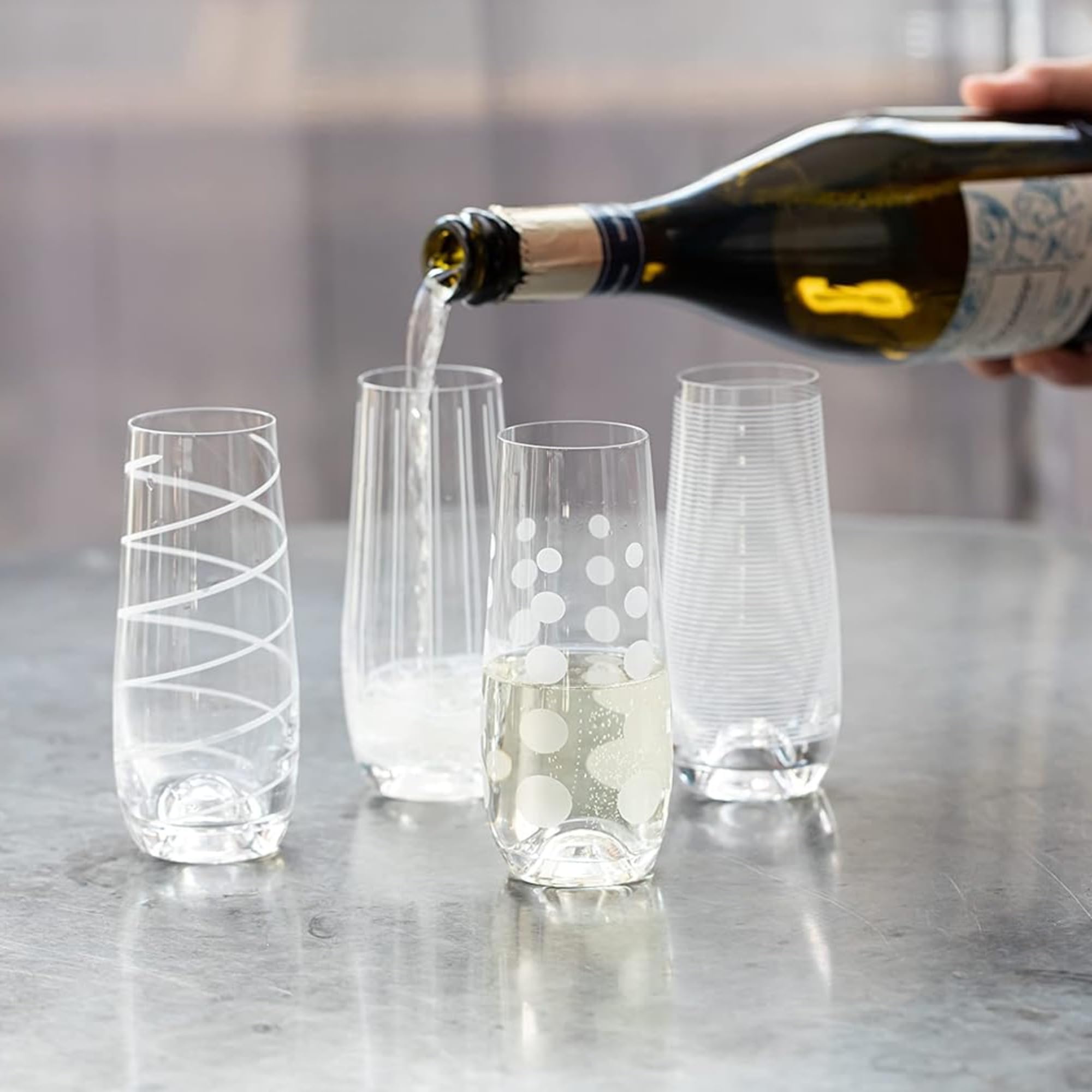 Mikiasa Cheers Stemless Flutes, 7.5 Oz - Clear, Set of 4