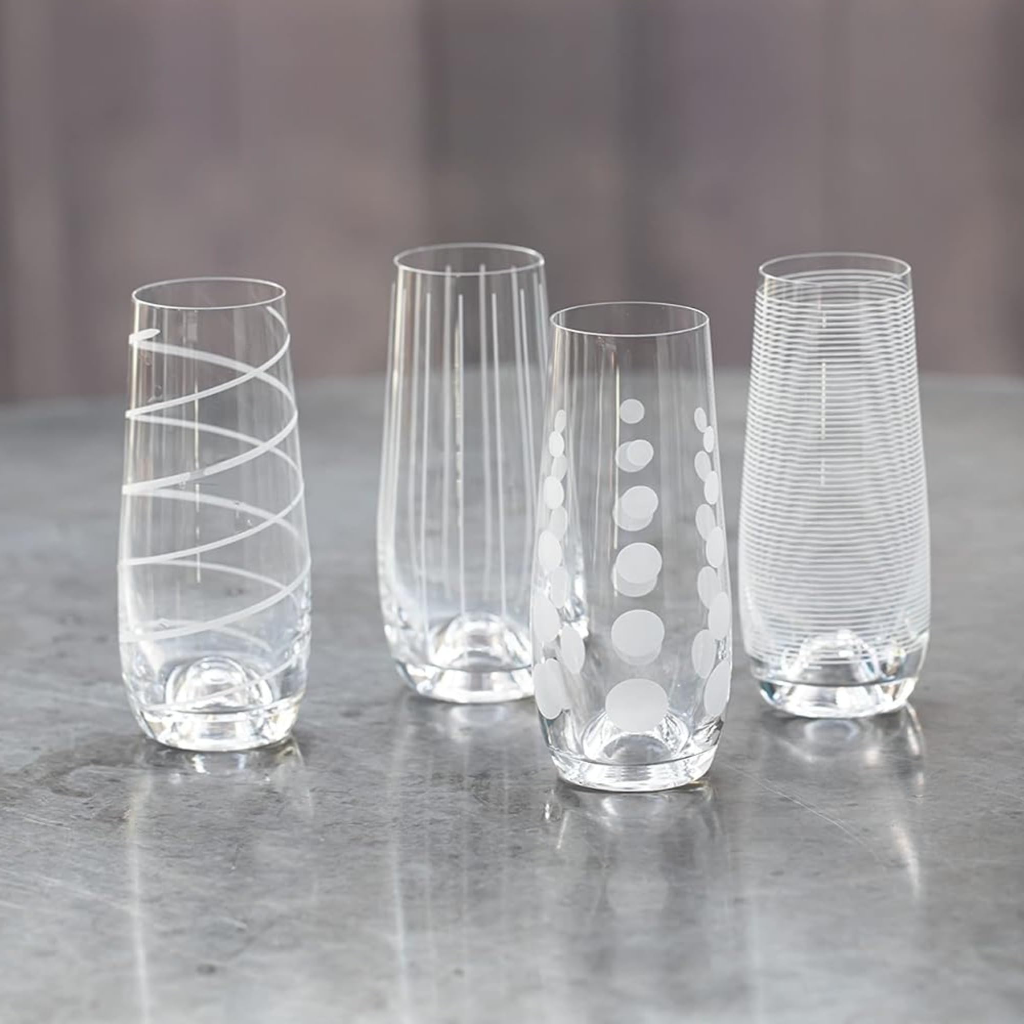 Mikiasa Cheers Stemless Flutes, 7.5 Oz - Clear, Set of 4