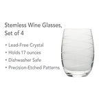 Mikiasa Cheers Stemless Wine Glasses, Set of 4, 17-Ounce