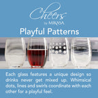 Mikiasa Cheers Stemless Wine Glasses, Set of 4, 17-Ounce