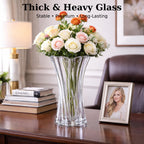 Mikiasa Heavy Crystal Vase for Flowers with Weighted Bottom, 9.8″