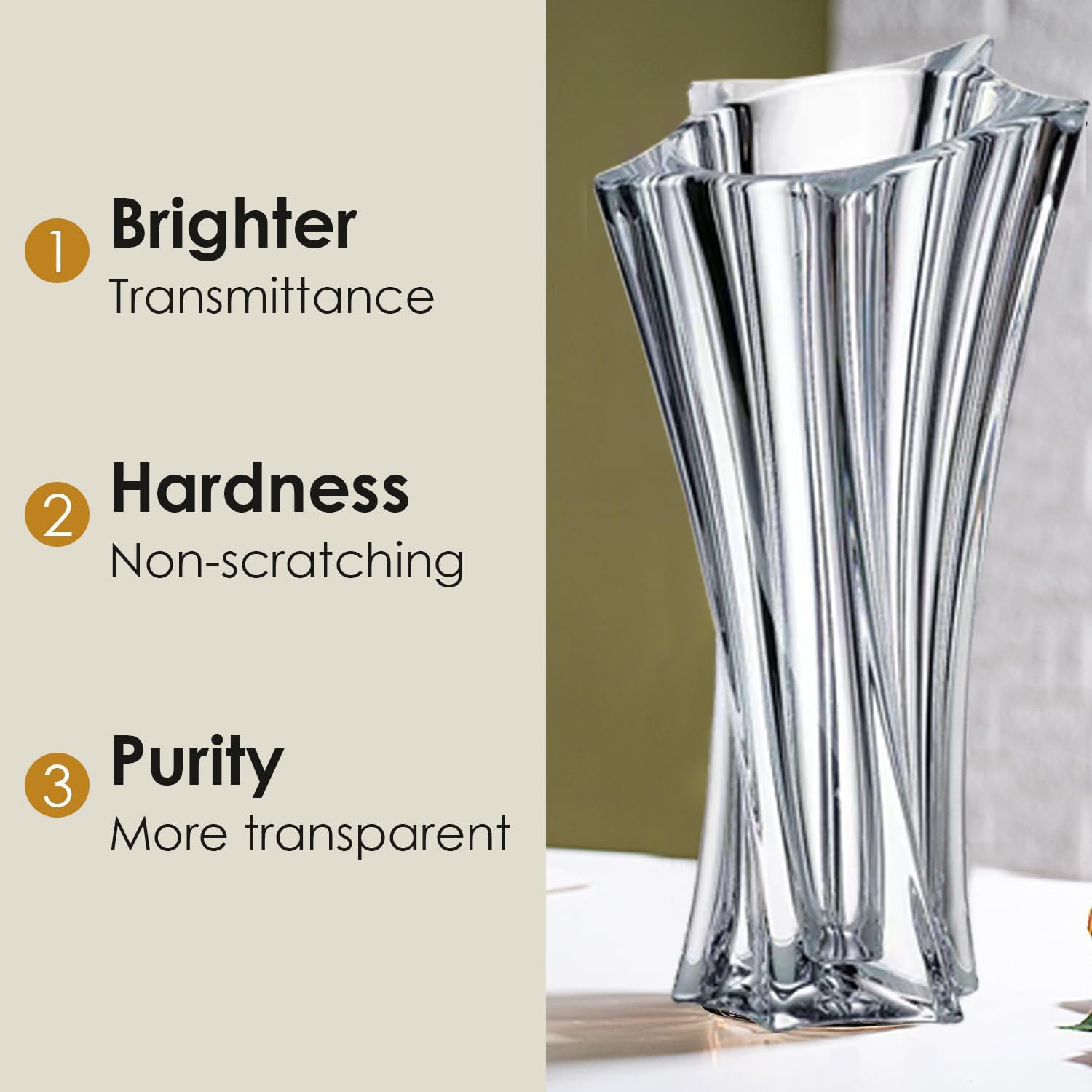 Mikiasa Heavy Crystal Vase for Flowers with Weighted Bottom, 9.8″