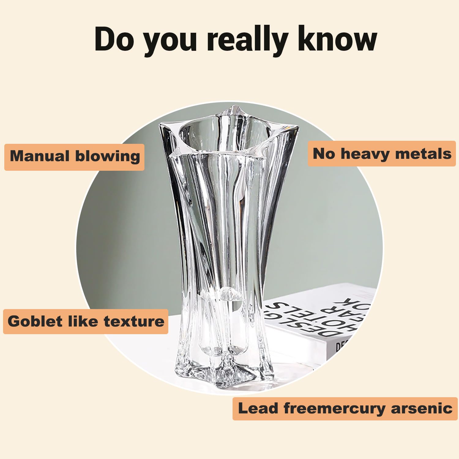 Mikiasa Heavy Crystal Vase for Flowers with Weighted Bottom, 9.8″
