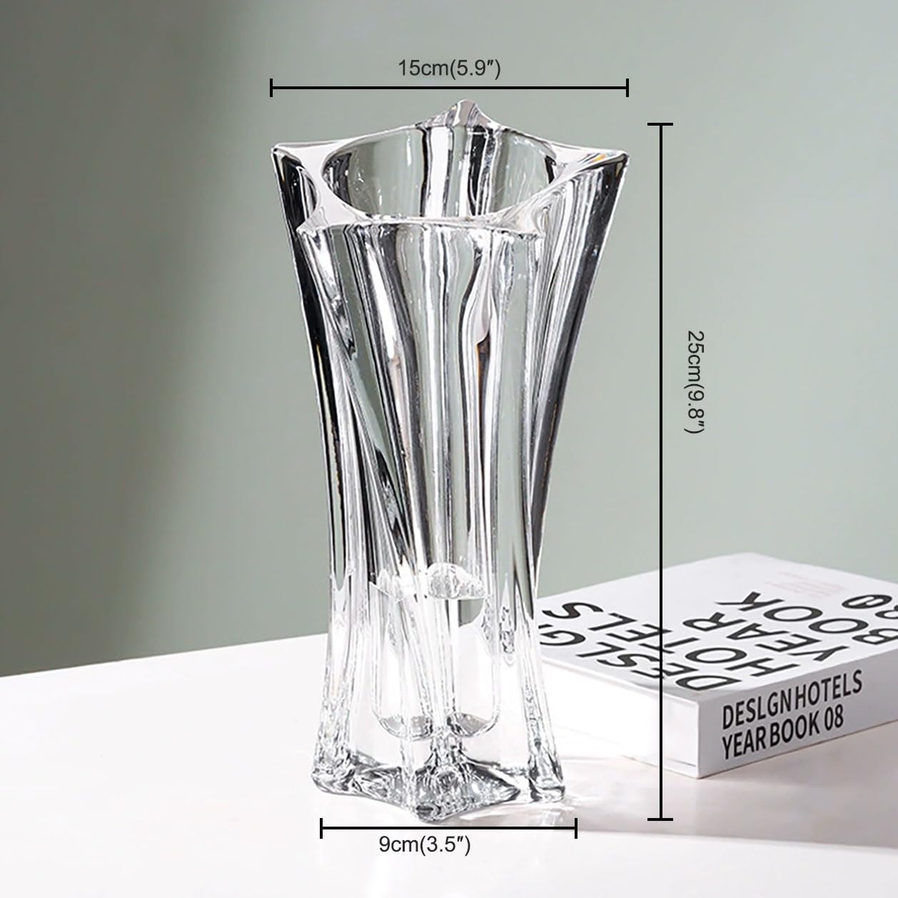 Mikiasa Heavy Crystal Vase for Flowers with Weighted Bottom, 9.8″