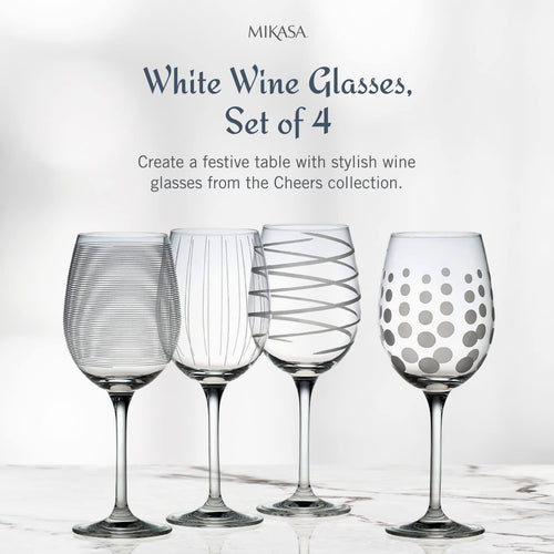 Mikasa Cheers White Wine Glasses Set of 4, White Wine Glass